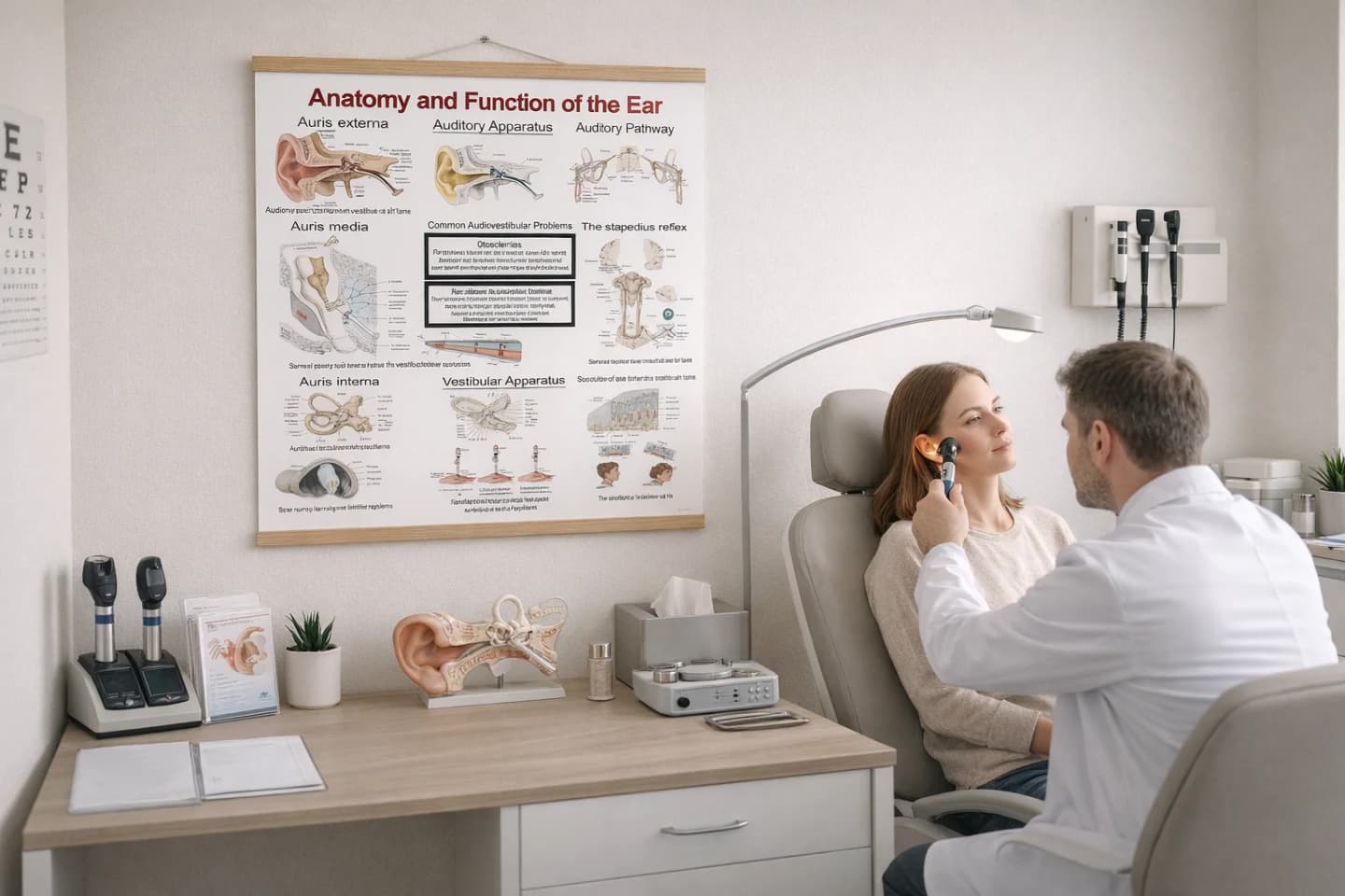 Teaching studio with medical anatomy poster